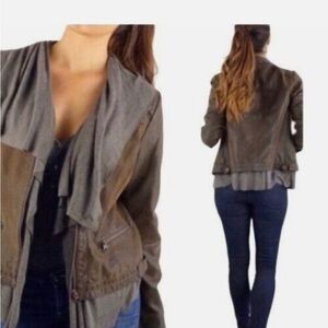 Chic Leather Jacket in Brown and Gray